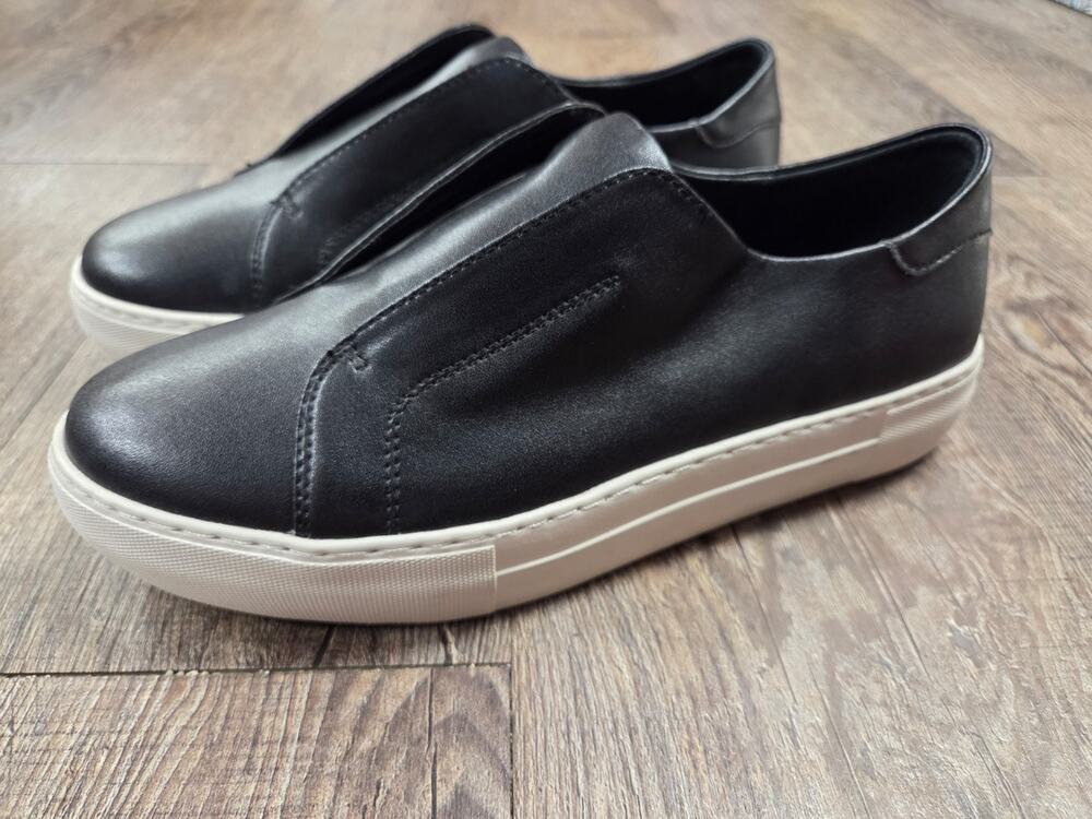 J/Slides Alara Leather Slip-On Platform Sneaker Black Shoes Size 7M